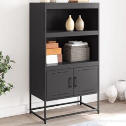 Berkfield Home Highboard Black 68.5x38.5x123.5 cm Steel - thumbnail 1