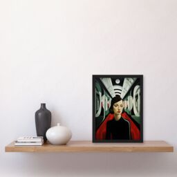 Artery8 Wall Art Print Futuristic Train Ride Oil Painting Black Red Green Modern Art Deco Woman Portrait Artwork Framed - Size: A4 - thumbnail 4