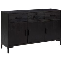 Berkfield Home Sideboard Black 110x35x70 cm Solid Pinewood - Size: 110 x 35 x 70 cm - thumbnail 2