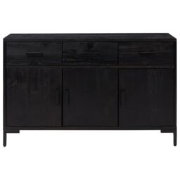 Berkfield Home Sideboard Black 110x35x70 cm Solid Pinewood - Size: 110 x 35 x 70 cm - thumbnail 3