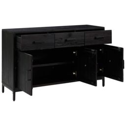 Berkfield Home Sideboard Black 110x35x70 cm Solid Pinewood - Size: 110 x 35 x 70 cm - thumbnail 4