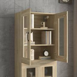 Berkfield Home Hanging Wall Cabinet Sonoma Oak 69.5x34x90 cm in Light Tan - thumbnail 7