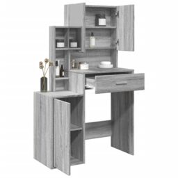 Berkfield Home Dressing Table with Cabinet Grey Sonoma 80x35x132 cm - Size: 80 x 35 x 132 cm