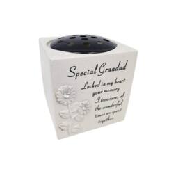 David Fischhoff Memorial Grave Sunflower Rose Bowl - Special Grandad in Cream - thumbnail 4