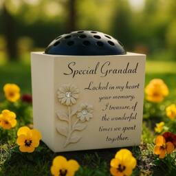 David Fischhoff Memorial Grave Sunflower Rose Bowl - Special Grandad in Cream - thumbnail 3