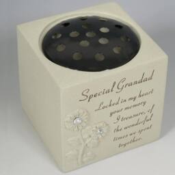 David Fischhoff Memorial Grave Sunflower Rose Bowl - Special Grandad in Cream