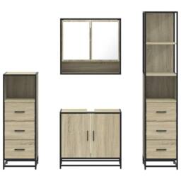 Berkfield Home Durable 4¬†Piece Bathroom Furniture Set¬†Sonoma Oak Engineered Wood in Brown - thumbnail 5