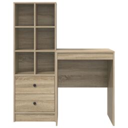 Berkfield Home Desk with Storage Sonoma Oak Engineered Wood in Green - thumbnail 7