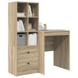 Berkfield Home Desk with Storage Sonoma Oak Engineered Wood in Green - thumbnail 3