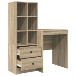 Berkfield Home Desk with Storage Sonoma Oak Engineered Wood in Green - thumbnail 6