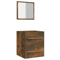 Berkfield Home Bathroom Cabinet with Mirror Smoked Oak 41x38.5x48 cm Engineered Wood in Brown - thumbnail 1