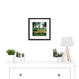 Artery8 Pissarro Morning Sunlight Effect Eragny Cropped 8X8 Inch Square Wooden Framed Wall Art Print Picture with Mount in Black - thumbnail 2