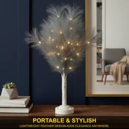 Shatchi 2Pcs 70cm Feather Tree Lamp with Warm White LEDs - Battery Operated in Grey - thumbnail 2