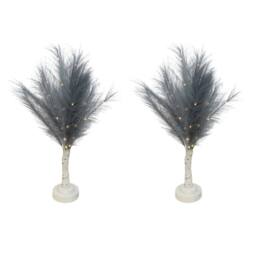 Shatchi 2Pcs 70cm Feather Tree Lamp with Warm White LEDs - Battery Operated in Grey - thumbnail 1