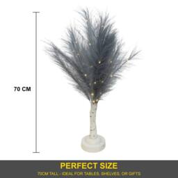 Shatchi 2Pcs 70cm Feather Tree Lamp with Warm White LEDs - Battery Operated in Grey - thumbnail 6