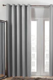 OHS Pair of Thermal Ready Made Eyelet Blackout Curtains in Silver - Size: 168 cm width x 137 cm drop - thumbnail 1