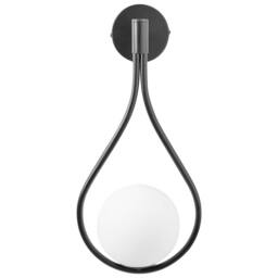 Wyld and Coco Wall Lamp Black Powder Coat Iron Base Tear Form Glass Shade - thumbnail 4