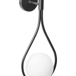 Wyld and Coco Wall Lamp Black Powder Coat Iron Base Tear Form Glass Shade - thumbnail 2