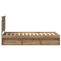 Berkfield Home Bed Frame Artisian Oak 90 x 200 cm Solid Pine Wood in Brown - thumbnail 8