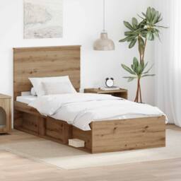 Berkfield Home Bed Frame Artisian Oak 90 x 200 cm Solid Pine Wood in Brown