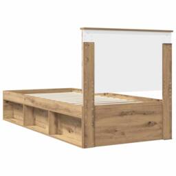 Berkfield Home Bed Frame Artisian Oak 90 x 200 cm Solid Pine Wood in Brown - thumbnail 9