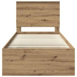 Berkfield Home Bed Frame Artisian Oak 90 x 200 cm Solid Pine Wood in Brown - thumbnail 7
