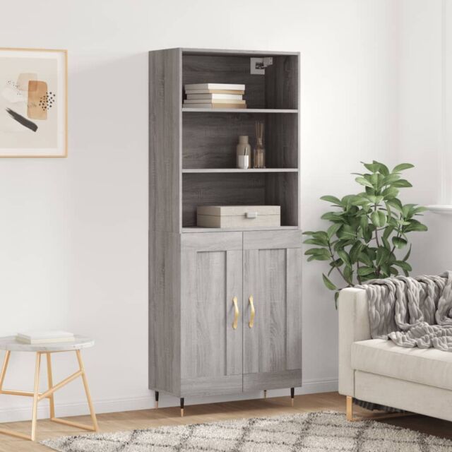 Berkfield Home Highboard Grey Sonoma 69.5x34x180 cm Engineered Wood - image 1