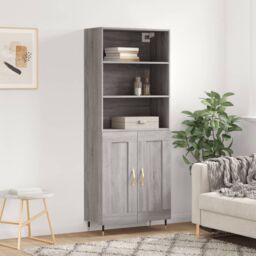 Berkfield Home Highboard Grey Sonoma 69.5x34x180 cm Engineered Wood - thumbnail 1