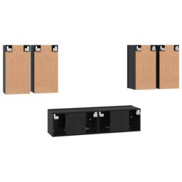Berkfield Home TV Cabinet Set 6 pcs Black oak 60 x 30 x 30 cm Engineered wood - thumbnail 9