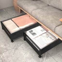 KORVIXA 2x Underbed Storage Box in Black - Size: 900mm - thumbnail 3