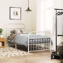 Berkfield Home Metal Bed Frame without Mattress with Footboard White 90x200cm - Size: 90x200 cm - thumbnail 2