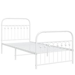 Berkfield Home Metal Bed Frame without Mattress with Footboard White 90x200cm - Size: 90x200 cm - thumbnail 3