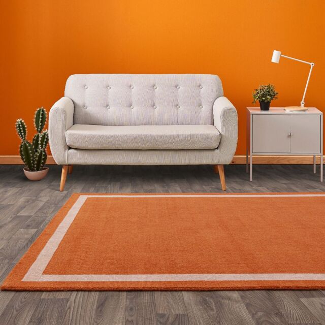 The Rug Shop UK Orange Handmade Easy to clean Plain Border Area Rug - Size: 160 cm x 230 cm - image 1