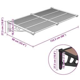 Berkfield Home Durable Door Canopy Black 152.5x90 cm Polycarbonate - thumbnail 6