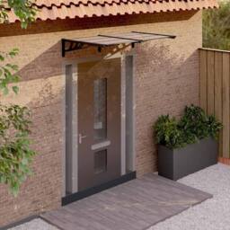 Berkfield Home Durable Door Canopy Black 152.5x90 cm Polycarbonate - thumbnail 2