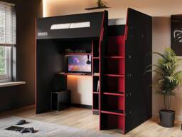 Flair Summit Gaming High Sleeper with Wardrobe Black - Size: Single - thumbnail 3