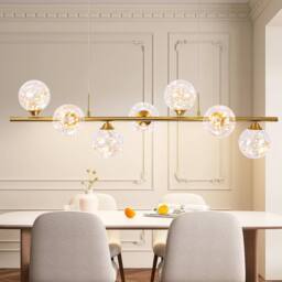 Garwarm 7 - Light Glass Dimmable LED Kitchen Island Linear Pendant in Gold - thumbnail 2