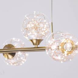Garwarm 7 - Light Glass Dimmable LED Kitchen Island Linear Pendant in Gold - thumbnail 8
