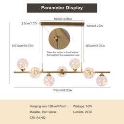 Garwarm 7 - Light Glass Dimmable LED Kitchen Island Linear Pendant in Gold - thumbnail 5