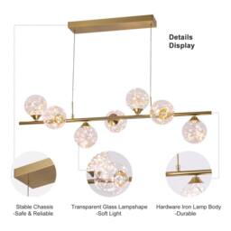 Garwarm 7 - Light Glass Dimmable LED Kitchen Island Linear Pendant in Gold - thumbnail 9