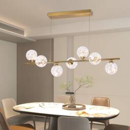 Garwarm 7 - Light Glass Dimmable LED Kitchen Island Linear Pendant in Gold - thumbnail 7