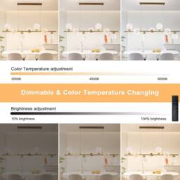 Garwarm 7 - Light Glass Dimmable LED Kitchen Island Linear Pendant in Gold - thumbnail 4