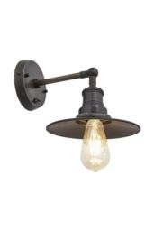 Industville Brooklyn Flat Wall Light, 8 Inch, Pewter, Pewter Holder in Dark Grey - thumbnail 2