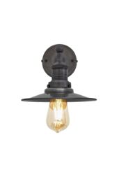 Industville Brooklyn Flat Wall Light, 8 Inch, Pewter, Pewter Holder in Dark Grey - thumbnail 1