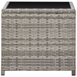 Berkfield Home Coffee Table Grey 45x45x40 cm Poly Rattan & Glass - Size: 45 x 45 x 40 cm - thumbnail 3