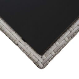 Berkfield Home Coffee Table Grey 45x45x40 cm Poly Rattan & Glass - Size: 45 x 45 x 40 cm - thumbnail 4