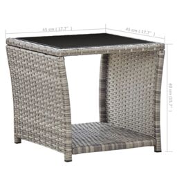 Berkfield Home Coffee Table Grey 45x45x40 cm Poly Rattan & Glass - Size: 45 x 45 x 40 cm - thumbnail 5