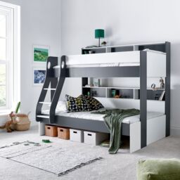 Bedmaster Oliver Triple Sleeper Storage Bunk Bed Without Drawer in Grey - Size: Small Double - thumbnail 5