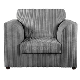 Furnishings For Less UK Luxor Jumbo Cord 2 + 1 + 1 Fabric 3 Piece Sofa Suite - Scatter Back in Grey - thumbnail 3