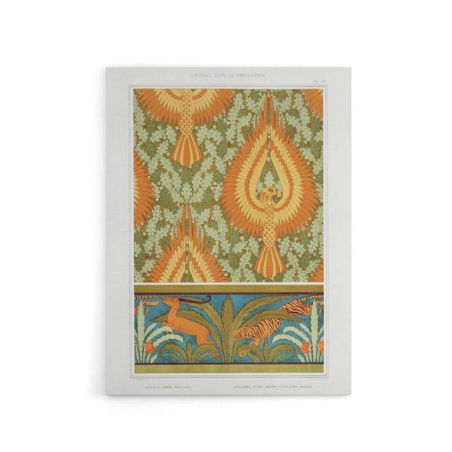 "Artery8 Eagle Antelope & Tiger Patterns Canvas Wall Art Print Verneuil in Orange - Size: W18"" x H24""" - image 1